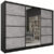 Šatní skříň HARAZIA 280 se zrcadlem, 4 šuplíky a 2 šatními tyčemi, černý mat/beton